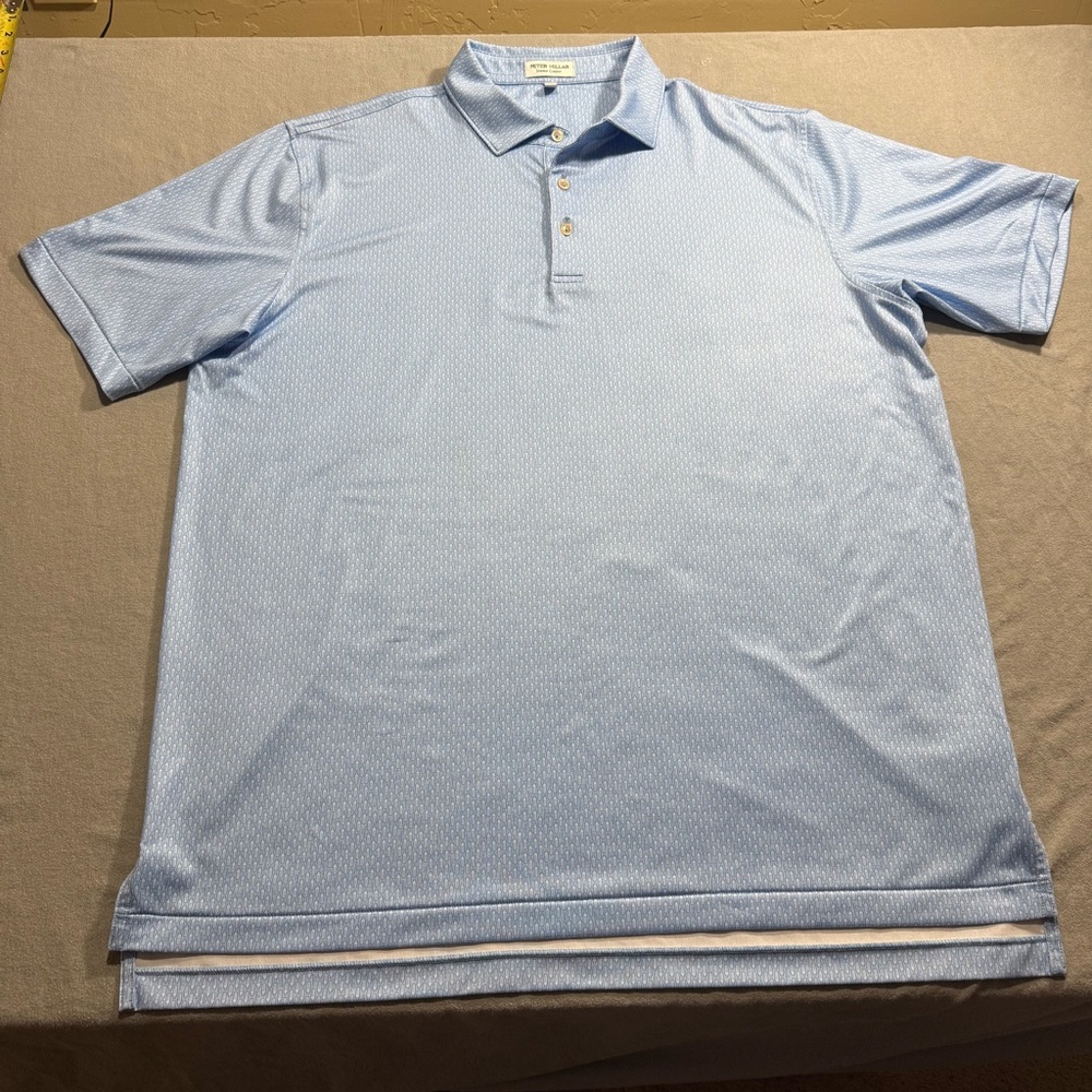 Peter Millar Summer Comfort Martini Shaker Light Blue Graphic Golf Polo Shirt XL